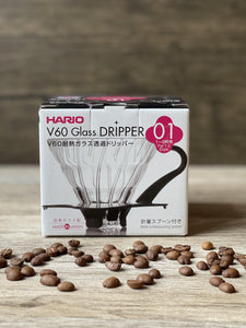 Hario V60 Glass Coffee Dripper Black - Size 01